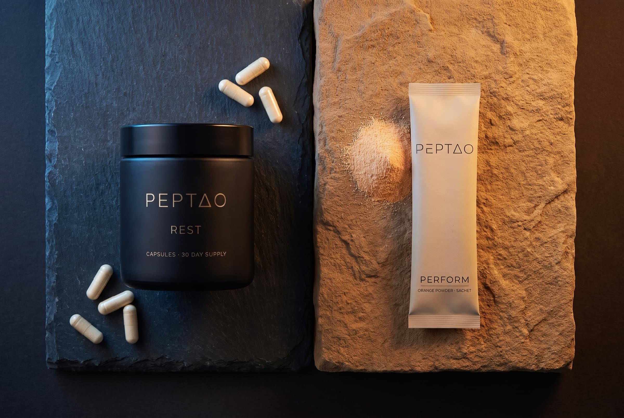 Perform sachet and powder beside the Rest jar and capsules, from above